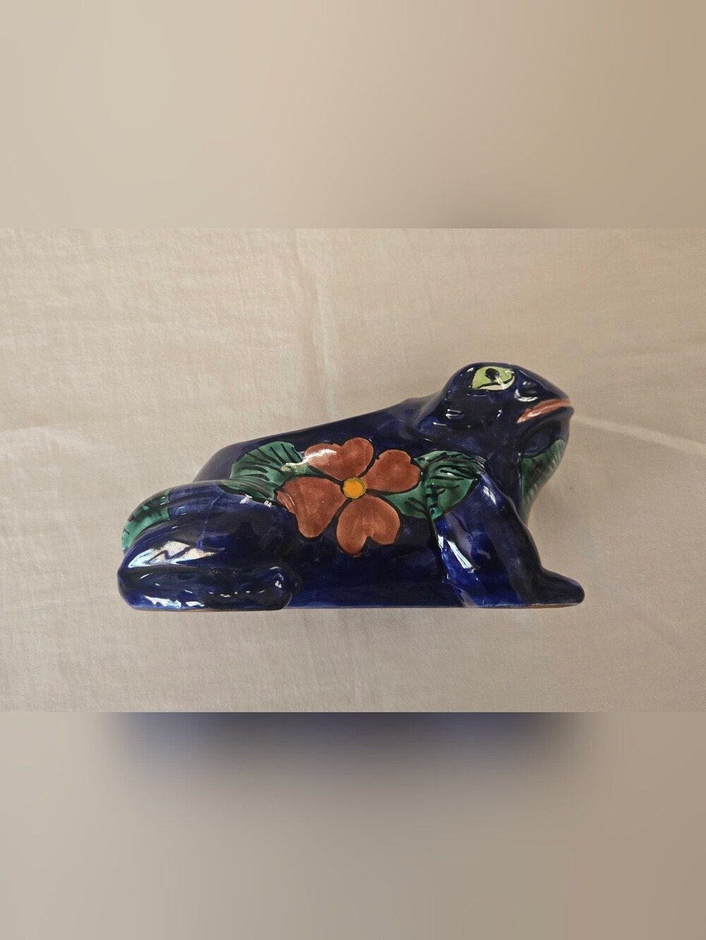 Mexican Talavera Hand-Painted Frog Pottery Planter